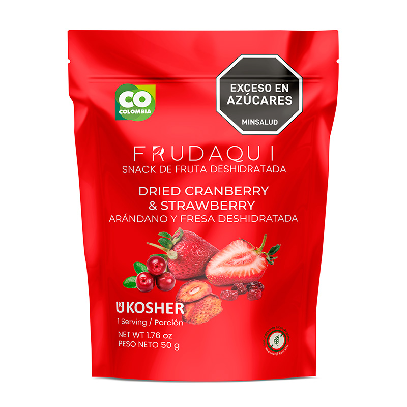 SNACK DE FRUTAS DESHIDRATADAS ARÁNDANO FRESA  X 50g