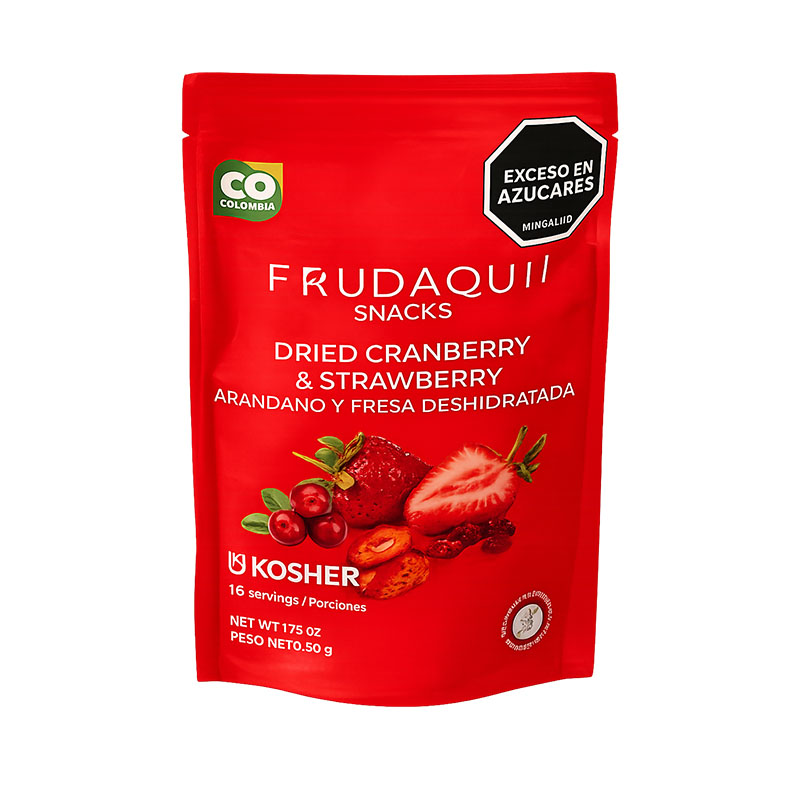 SNACK DE FRUTAS DESHIDRATADAS ARÁNDANO FRESA  X 50g