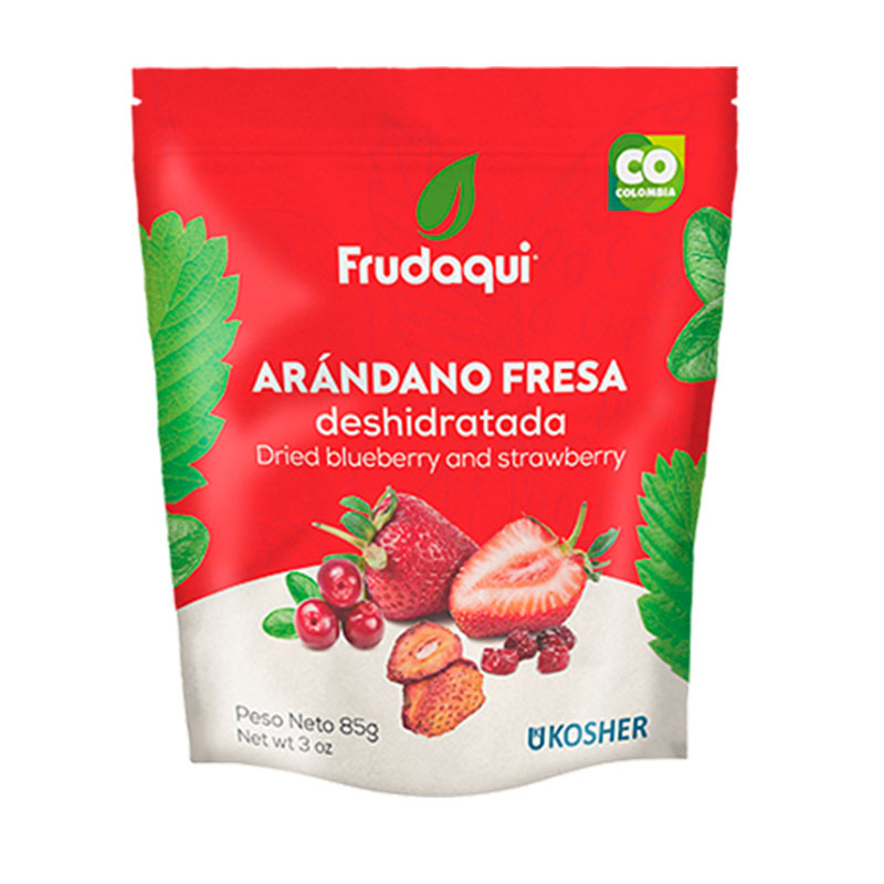 SNACK DE FRUTAS DESHIDRATADAS ARÁNDANO FRESA X 65g